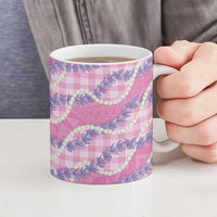 Pink Hawaii Palaka Honohono Pikake Ceramic Mug Hawaiian Orchid Lei Polynesian Pattern - Polynesian Pride