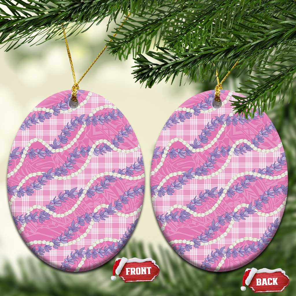 Pink Hawaii Palaka Honohono Pikake Ceramic Ornament Hawaiian Orchid Lei Polynesian Pattern - Polynesian Pride