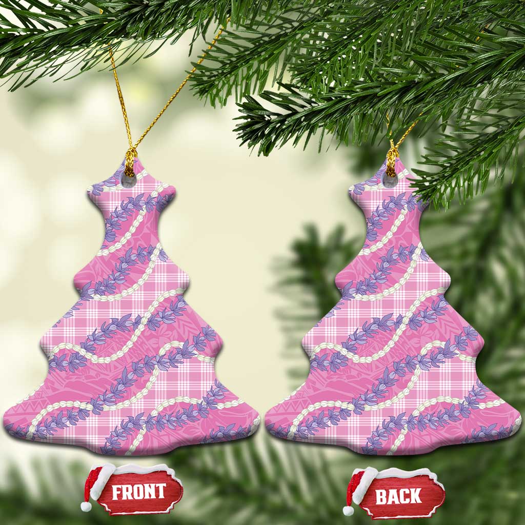 Pink Hawaii Palaka Honohono Pikake Ceramic Ornament Hawaiian Orchid Lei Polynesian Pattern - Polynesian Pride