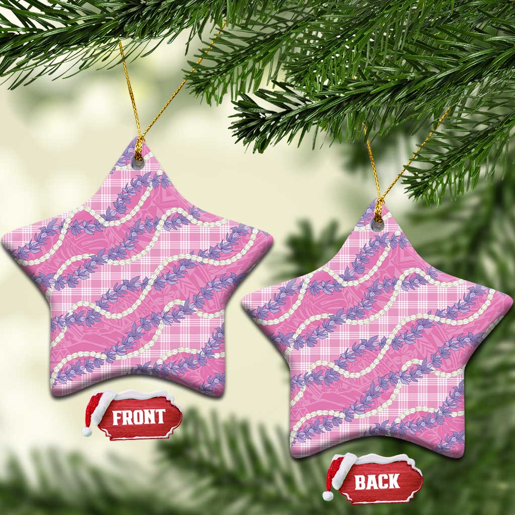 Pink Hawaii Palaka Honohono Pikake Ceramic Ornament Hawaiian Orchid Lei Polynesian Pattern - Polynesian Pride