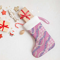 Pink Hawaii Palaka Honohono Pikake Christmas Stocking Hawaiian Orchid Lei Polynesian Pattern - Polynesian Pride