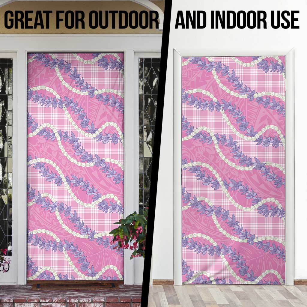 Pink Hawaii Palaka Honohono Pikake Door Cover Hawaiian Orchid Lei Polynesian Pattern - Polynesian Pride