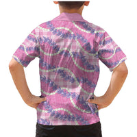 Pink Hawaii Palaka Honohono Pikake Family Matching Mermaid Dress and Hawaiian Shirt Hawaiian Orchid Lei Polynesian Pattern - Polynesian Pride