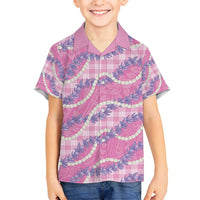 Pink Hawaii Palaka Honohono Pikake Family Matching Puletasi and Hawaiian Shirt Hawaiian Orchid Lei Polynesian Pattern - Polynesian Pride