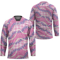 Pink Hawaii Palaka Honohono Pikake Hockey Jersey Hawaiian Orchid Lei Polynesian Pattern - Polynesian Pride