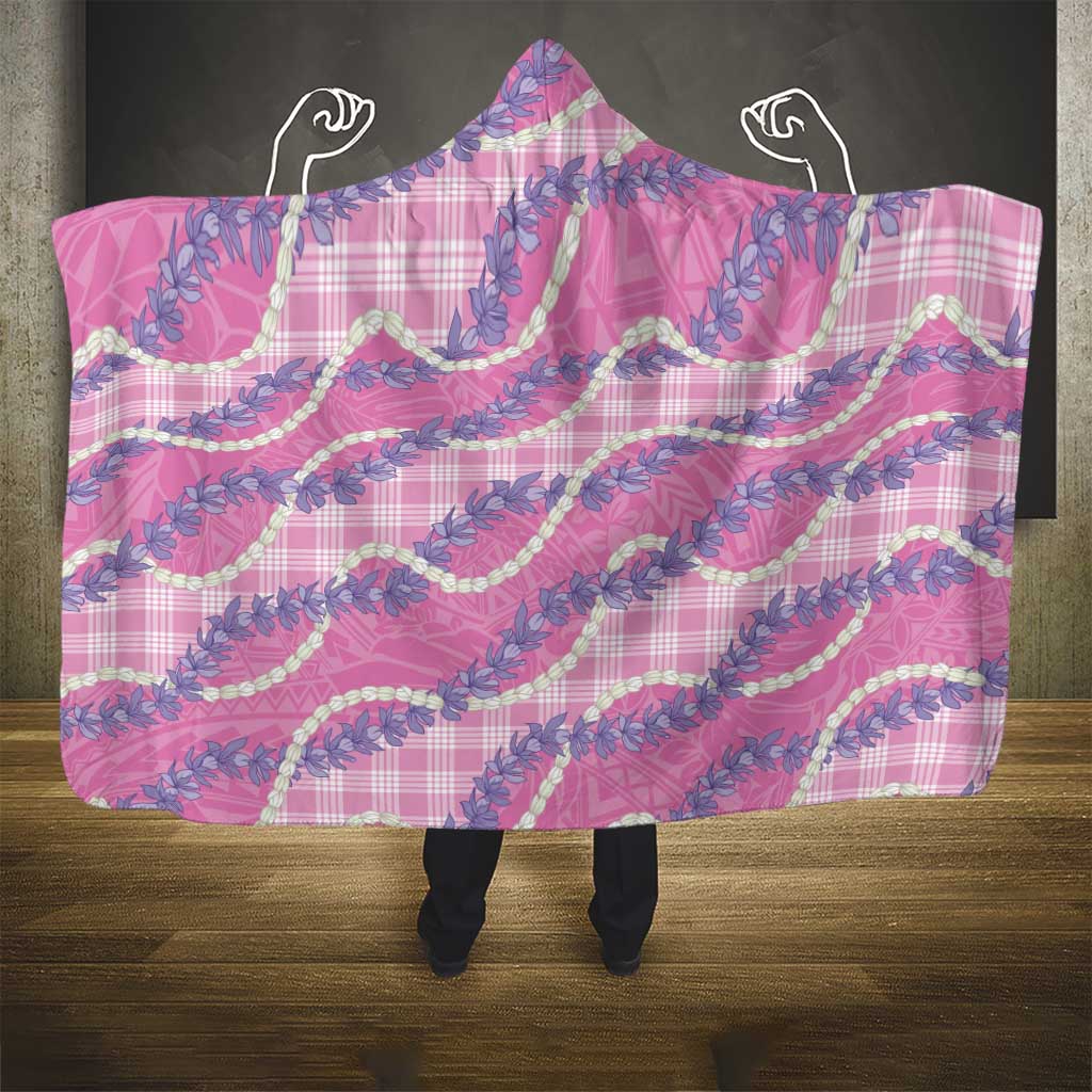 Pink Hawaii Palaka Honohono Pikake Hooded Blanket Hawaiian Orchid Lei Polynesian Pattern - Polynesian Pride