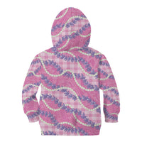 Pink Hawaii Palaka Honohono Pikake Kid Hoodie Hawaiian Orchid Lei Polynesian Pattern - Polynesian Pride