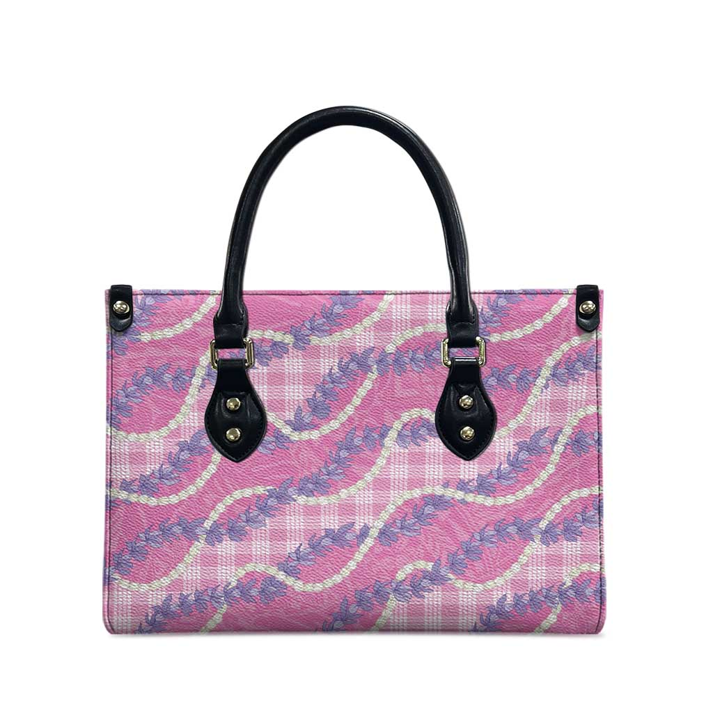 Pink Hawaii Palaka Honohono Pikake Leather Bag Hawaiian Orchid Lei Polynesian Pattern - Polynesian Pride
