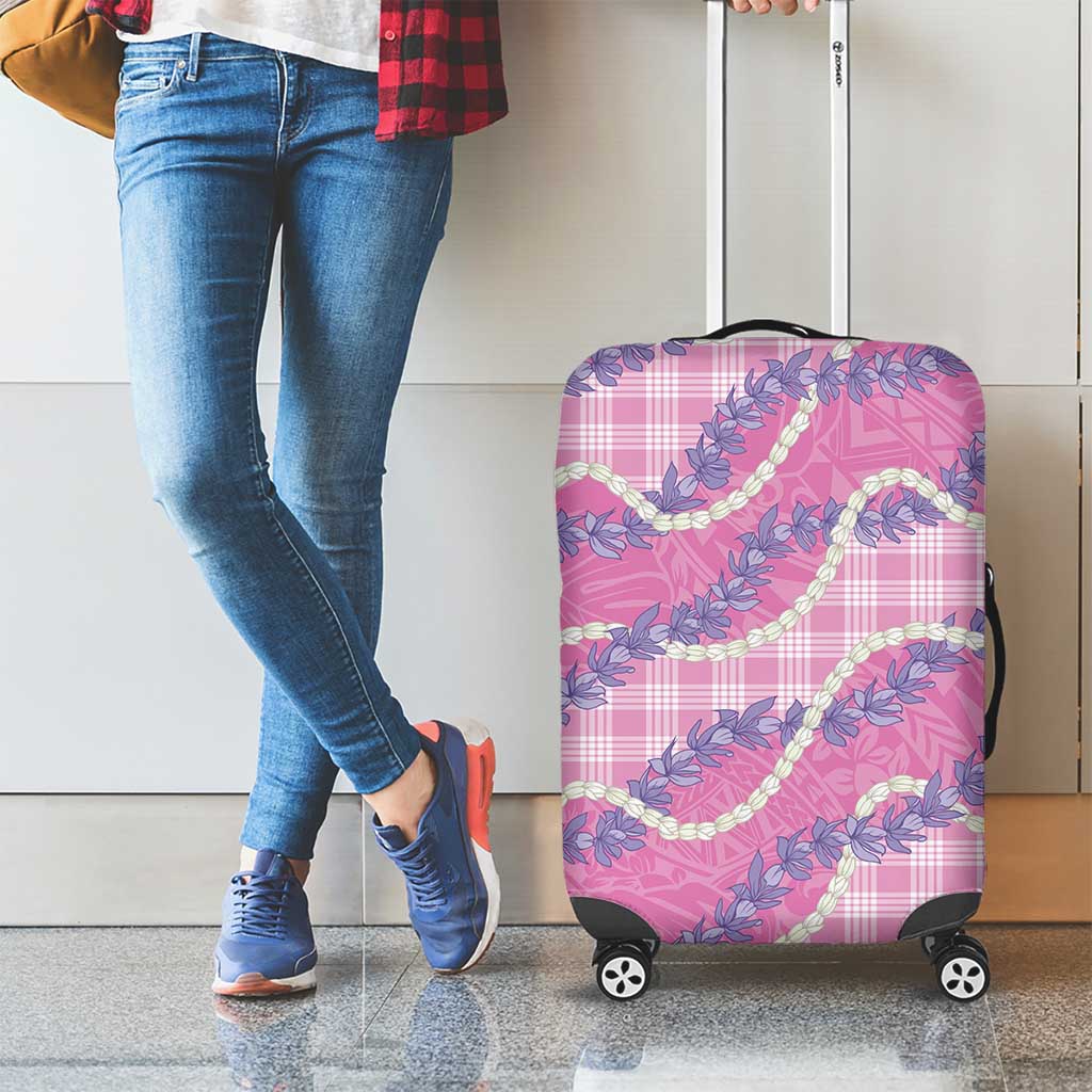 Pink Hawaii Palaka Honohono Pikake Luggage Cover Hawaiian Orchid Lei Polynesian Pattern - Polynesian Pride