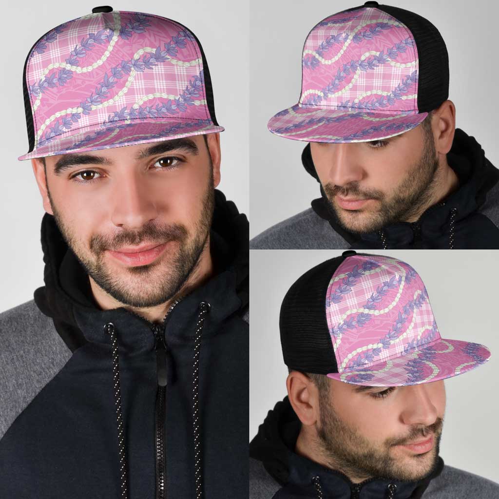 Pink Hawaii Palaka Honohono Pikake Mesh Trucker Cap Hawaiian Orchid Lei Polynesian Pattern - Polynesian Pride