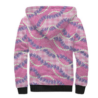 Pink Hawaii Palaka Honohono Pikake Sherpa Hoodie Hawaiian Orchid Lei Polynesian Pattern - Polynesian Pride