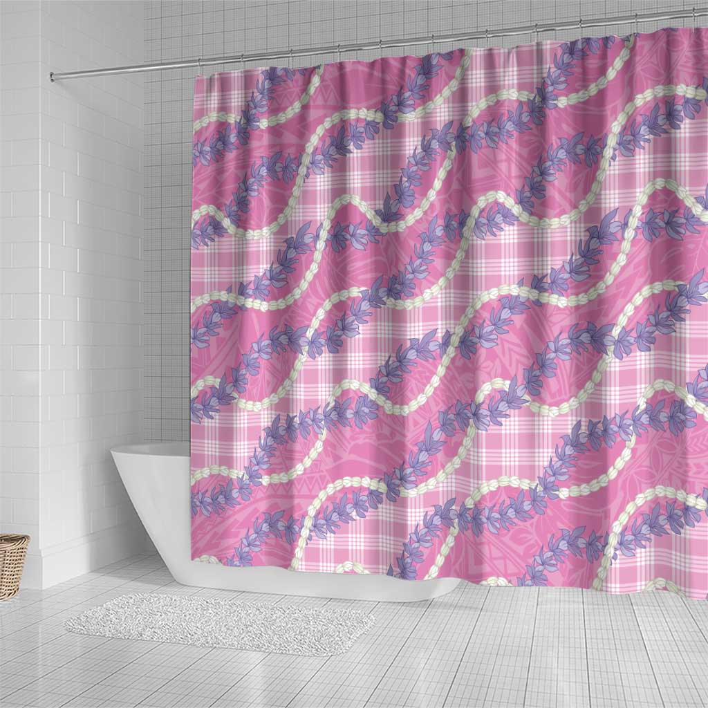 Pink Hawaii Palaka Honohono Pikake Shower Curtain Hawaiian Orchid Lei Polynesian Pattern - Polynesian Pride