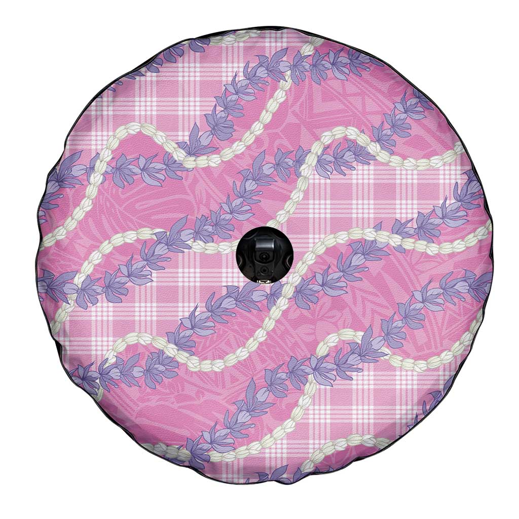 Pink Hawaii Palaka Honohono Pikake Spare Tire Cover Hawaiian Orchid Lei Polynesian Pattern - Polynesian Pride