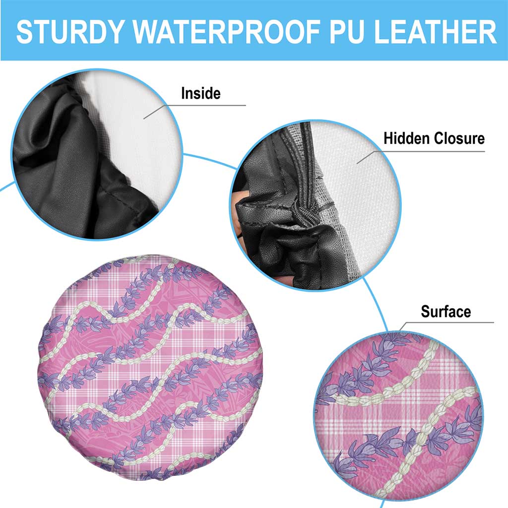 Pink Hawaii Palaka Honohono Pikake Spare Tire Cover Hawaiian Orchid Lei Polynesian Pattern - Polynesian Pride