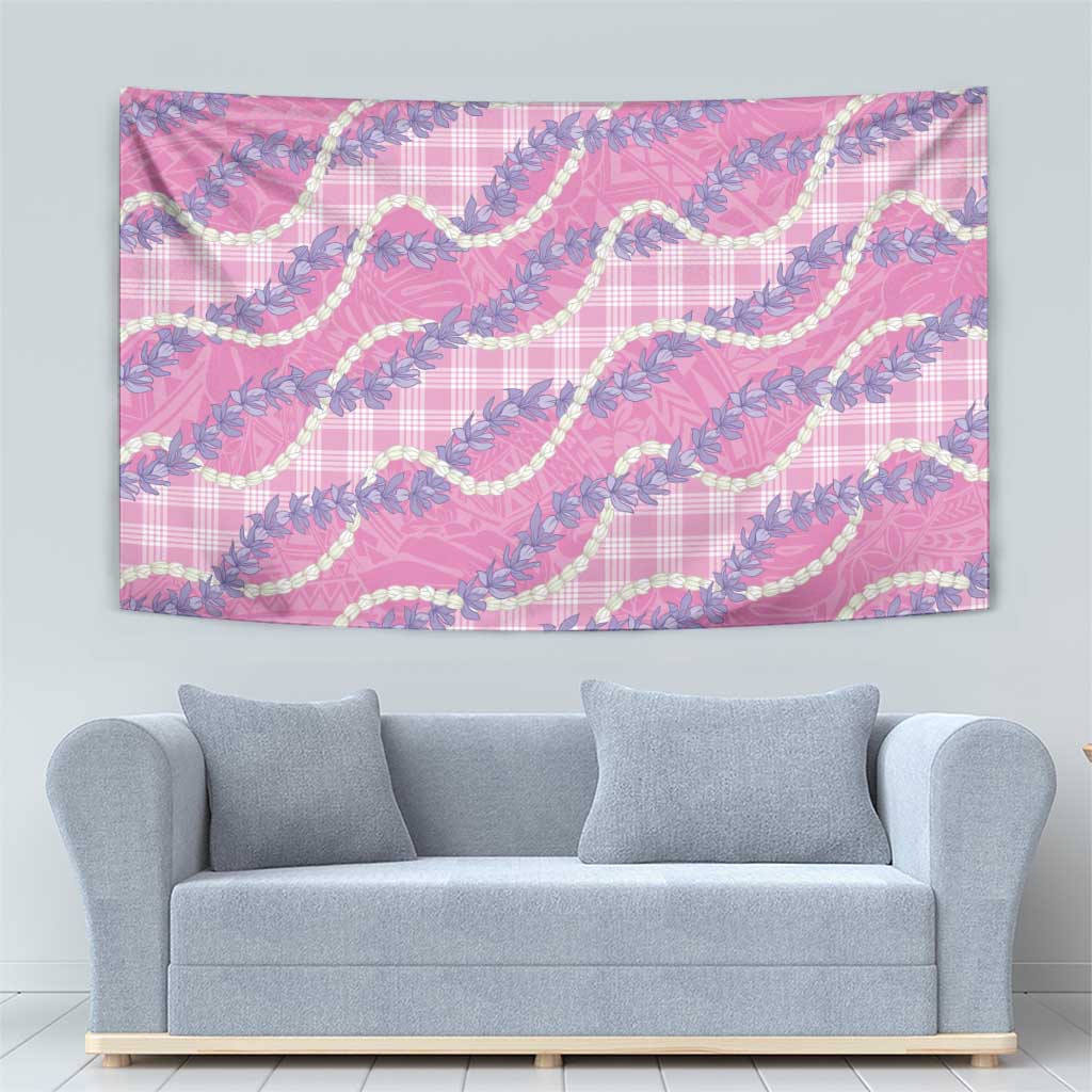 Pink Hawaii Palaka Honohono Pikake Tapestry Hawaiian Orchid Lei Polynesian Pattern - Polynesian Pride