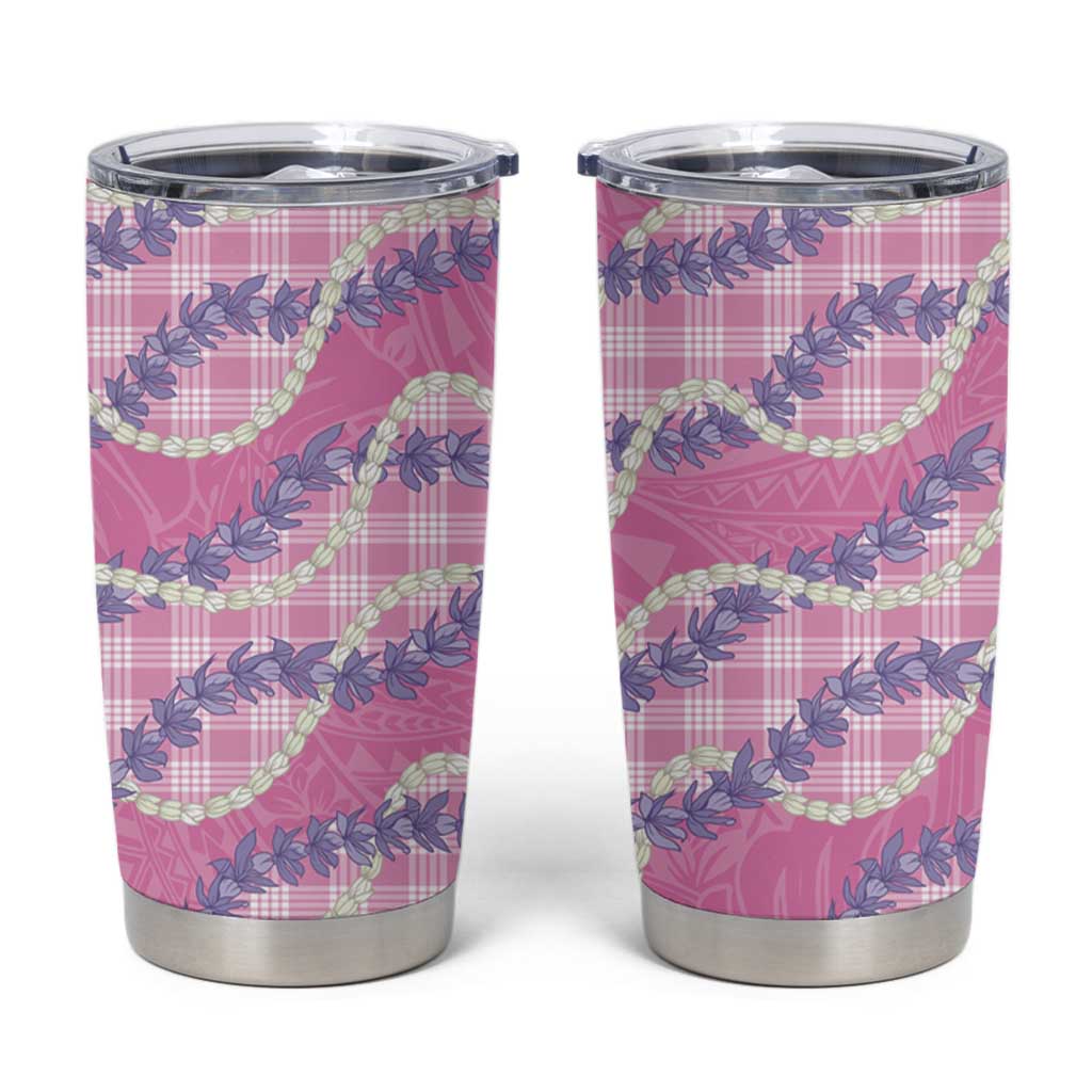 Pink Hawaii Palaka Honohono Pikake Tumbler Cup Hawaiian Orchid Lei Polynesian Pattern - Polynesian Pride
