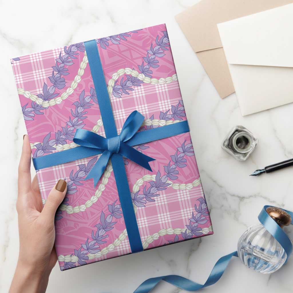 Pink Hawaii Palaka Honohono Pikake Wrapping Paper Hawaiian Orchid Lei Polynesian Pattern LT14 - Polynesian Pride