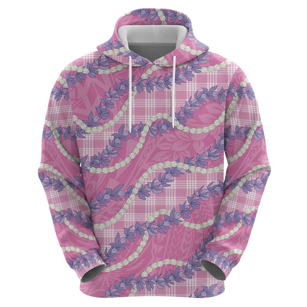 Pink Hawaii Palaka Honohono Pikake Zip Hoodie Hawaiian Orchid Lei Polynesian Pattern - Polynesian Pride
