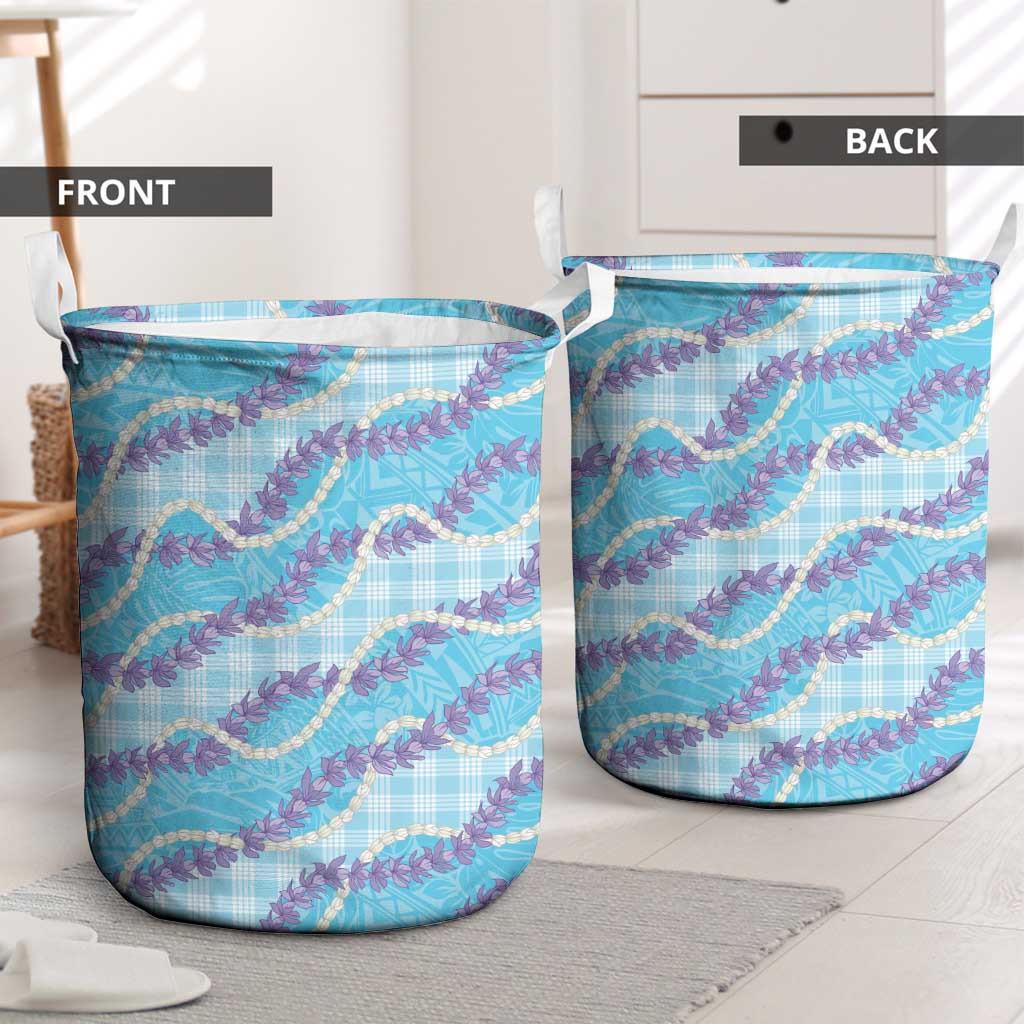 Blue Hawaii Palaka Honohono Pikake Laundry Basket Hawaiian Orchid Lei Polynesian Pattern LT14 - Polynesian Pride