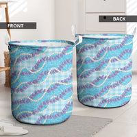 Blue Hawaii Palaka Honohono Pikake Laundry Basket Hawaiian Orchid Lei Polynesian Pattern LT14 - Polynesian Pride