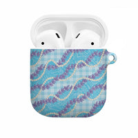 Blue Hawaii Palaka Honohono Pikake AirPods Case Hawaiian Orchid Lei Polynesian Pattern - Polynesian Pride