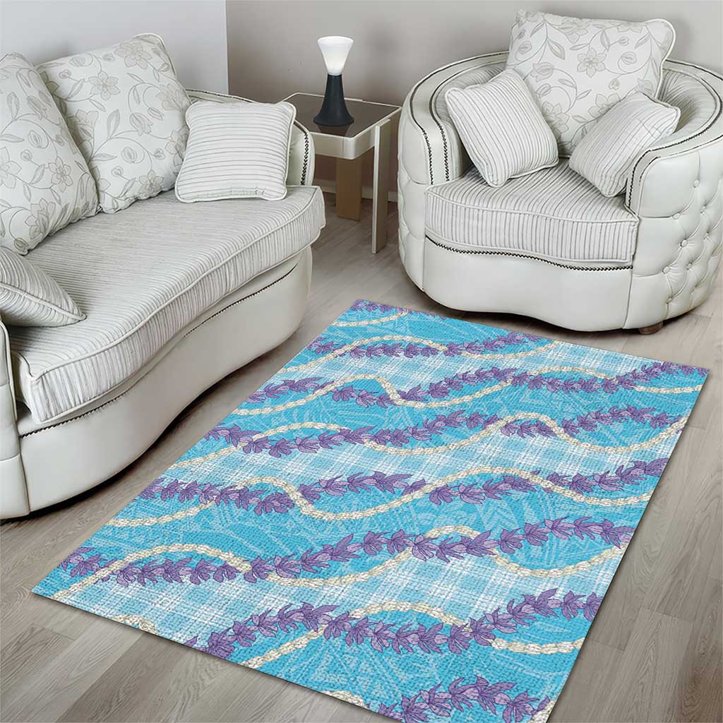 Blue Hawaii Palaka Honohono Pikake Area Rug Hawaiian Orchid Lei Polynesian Pattern - Polynesian Pride