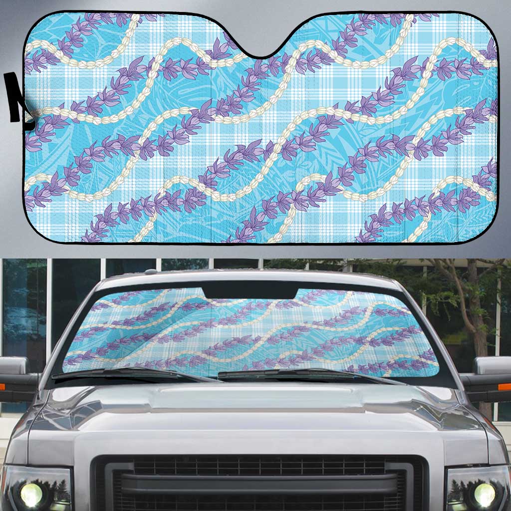 Blue Hawaii Palaka Honohono Pikake Auto Sun Shade Hawaiian Orchid Lei Polynesian Pattern - Polynesian Pride