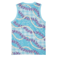 Blue Hawaii Palaka Honohono Pikake Basketball Jersey Hawaiian Orchid Lei Polynesian Pattern - Polynesian Pride