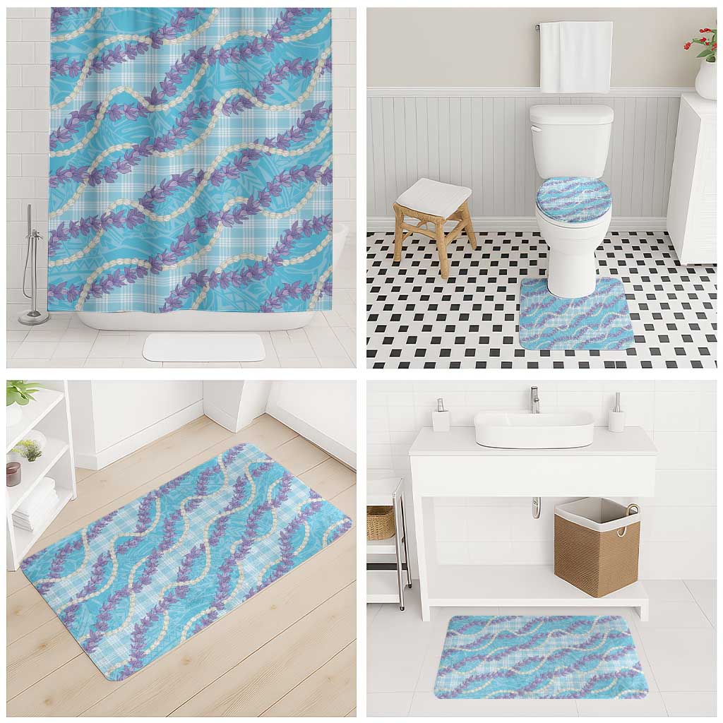 Blue Hawaii Palaka Honohono Pikake Bathroom Set Hawaiian Orchid Lei Polynesian Pattern - Polynesian Pride