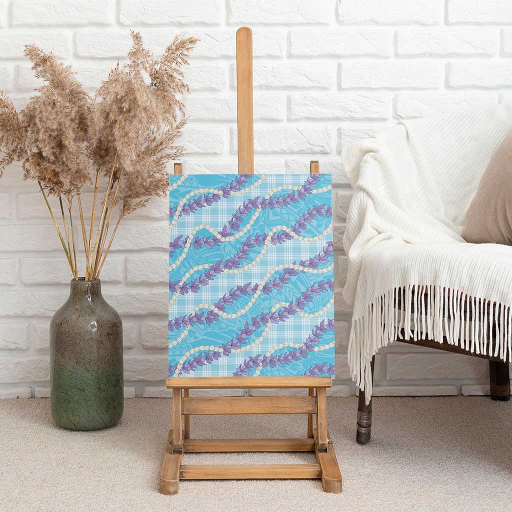 Blue Hawaii Palaka Honohono Pikake Canvas Wall Art Hawaiian Orchid Lei Polynesian Pattern - Polynesian Pride