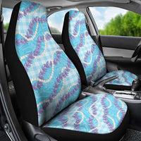 Blue Hawaii Palaka Honohono Pikake Car Seat Cover Hawaiian Orchid Lei Polynesian Pattern - Polynesian Pride