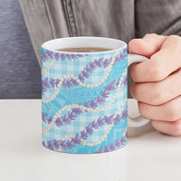 Blue Hawaii Palaka Honohono Pikake Ceramic Mug Hawaiian Orchid Lei Polynesian Pattern - Polynesian Pride