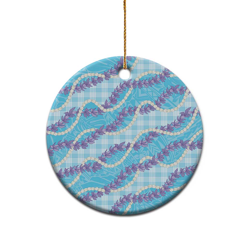 Blue Hawaii Palaka Honohono Pikake Ceramic Ornament Hawaiian Orchid Lei Polynesian Pattern - Polynesian Pride