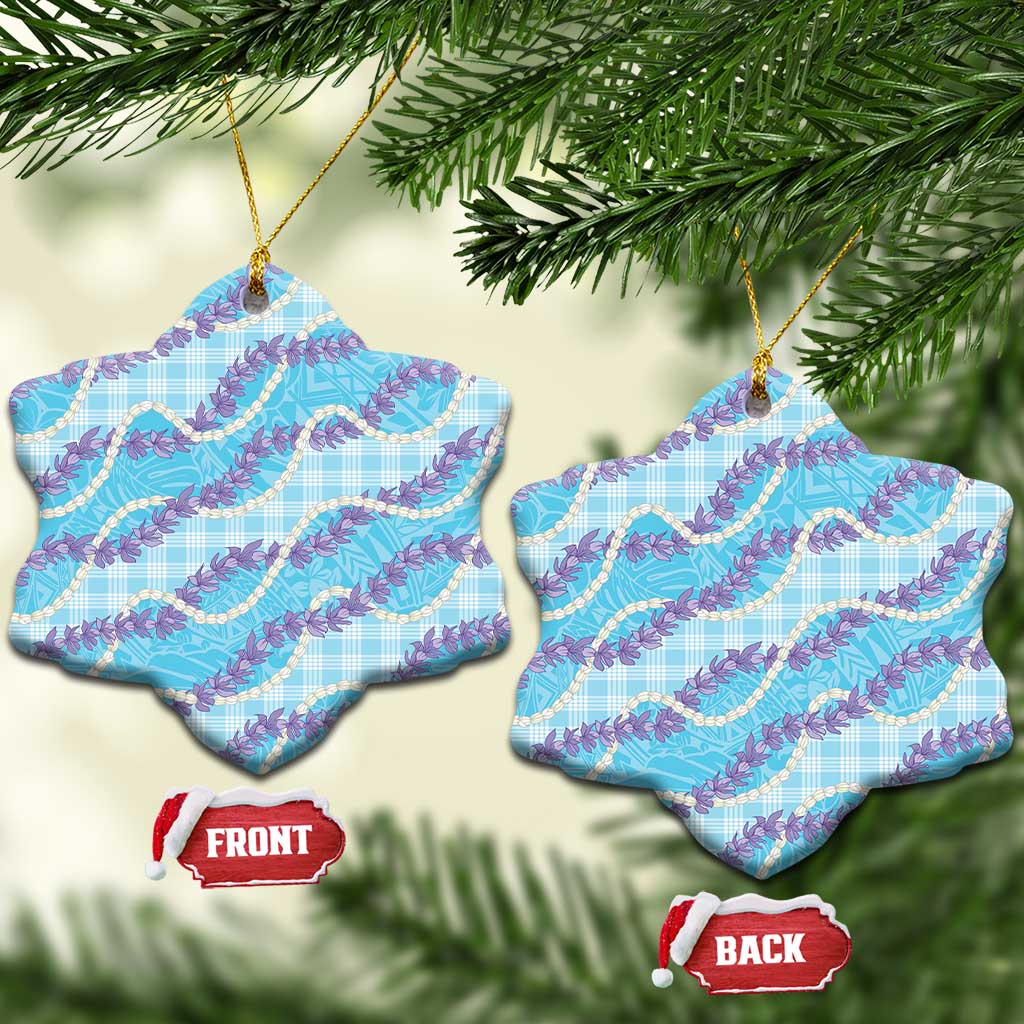 Blue Hawaii Palaka Honohono Pikake Ceramic Ornament Hawaiian Orchid Lei Polynesian Pattern - Polynesian Pride