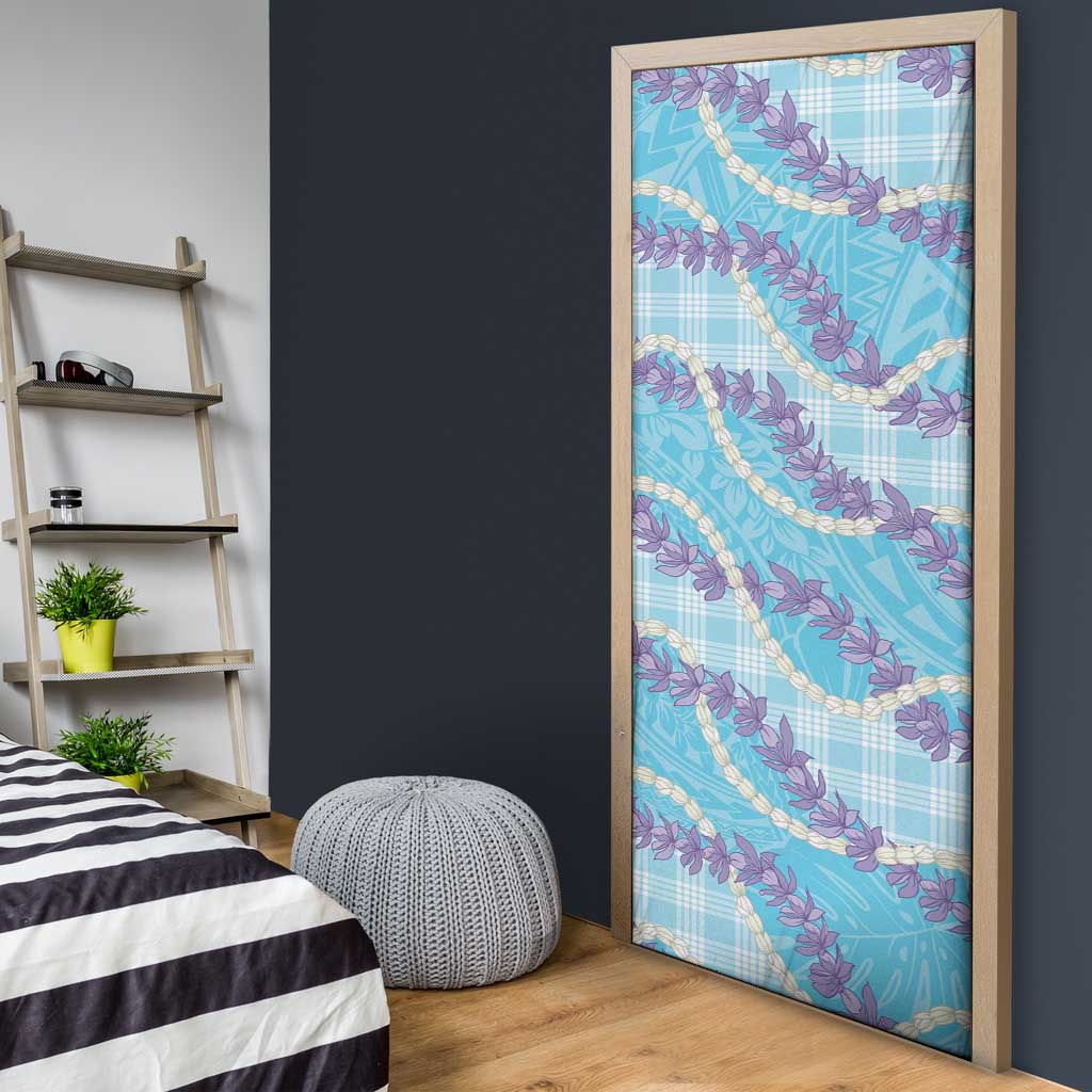 Blue Hawaii Palaka Honohono Pikake Door Cover Hawaiian Orchid Lei Polynesian Pattern - Polynesian Pride