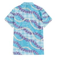 Blue Hawaii Palaka Honohono Pikake Hawaiian Shirt Hawaiian Orchid Lei Polynesian Pattern - Polynesian Pride