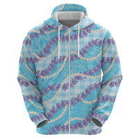 Blue Hawaii Palaka Honohono Pikake Hoodie Hawaiian Orchid Lei Polynesian Pattern - Polynesian Pride
