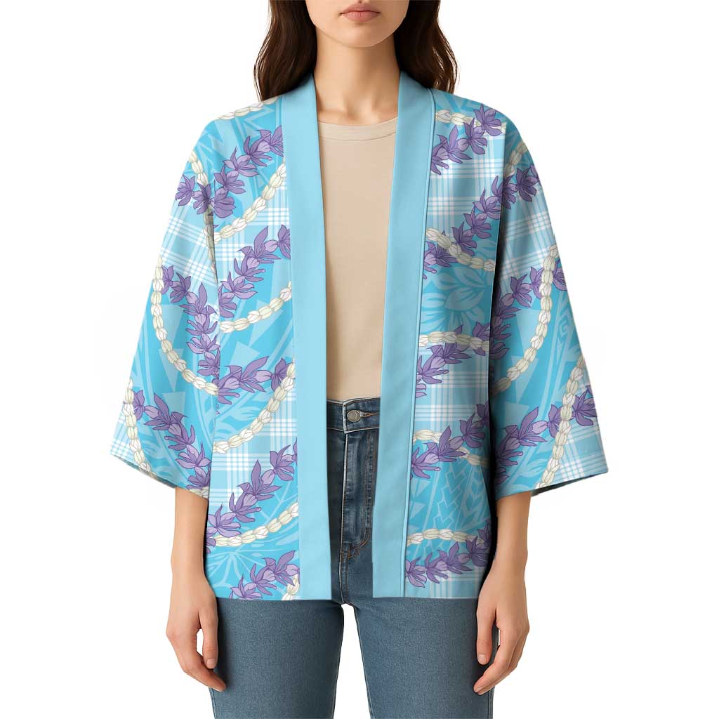 Blue Hawaii Palaka Honohono Pikake Kimono Hawaiian Orchid Lei Polynesian Pattern - Polynesian Pride