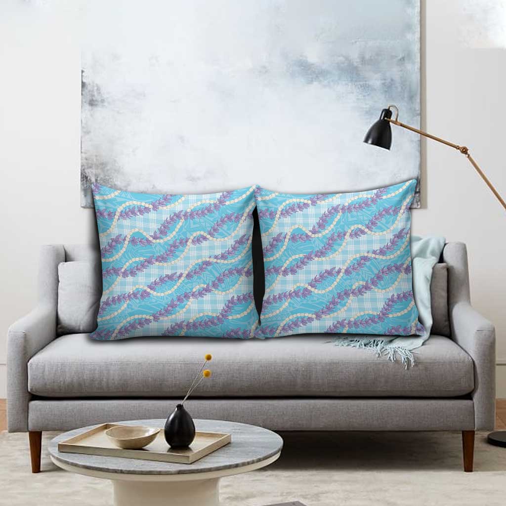 Blue Hawaii Palaka Honohono Pikake Pillow Cover Hawaiian Orchid Lei Polynesian Pattern - Polynesian Pride
