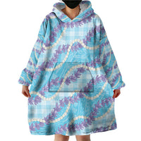 Blue Hawaii Palaka Honohono Pikake Wearable Blanket Hoodie Hawaiian Orchid Lei Polynesian Pattern - Polynesian Pride