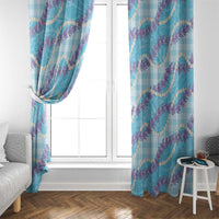 Blue Hawaii Palaka Honohono Pikake Window Curtain Hawaiian Orchid Lei Polynesian Pattern - Polynesian Pride