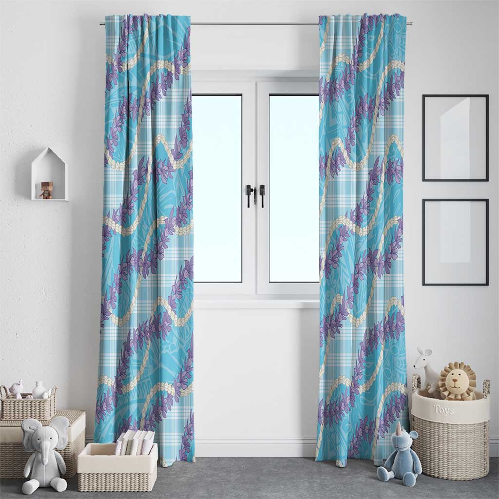Blue Hawaii Palaka Honohono Pikake Window Curtain Hawaiian Orchid Lei Polynesian Pattern - Polynesian Pride