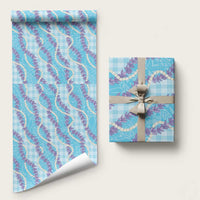 Blue Hawaii Palaka Honohono Pikake Wrapping Paper Hawaiian Orchid Lei Polynesian Pattern LT14 58" × 23" Blue - Polynesian Pride
