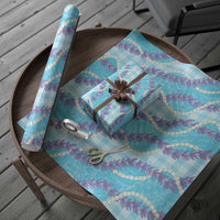 Blue Hawaii Palaka Honohono Pikake Wrapping Paper Hawaiian Orchid Lei Polynesian Pattern LT14 - Polynesian Pride