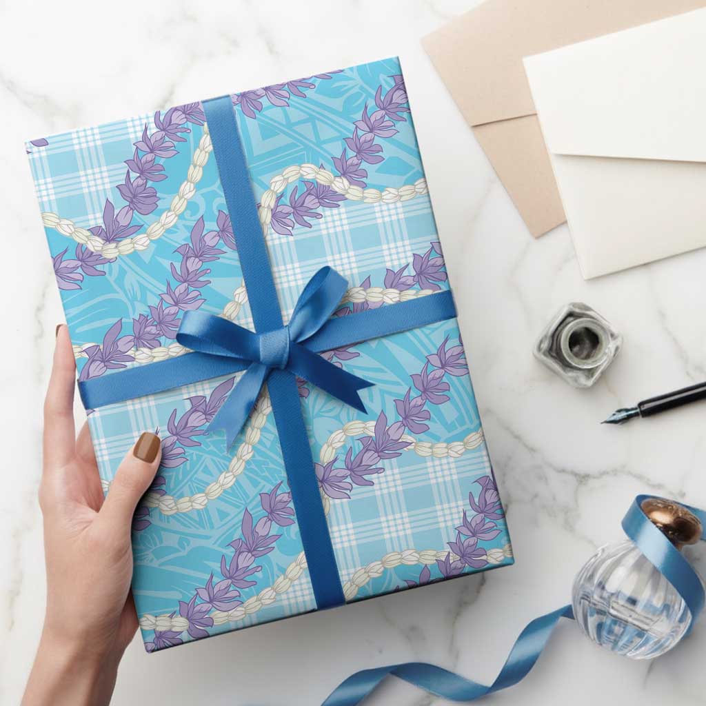 Blue Hawaii Palaka Honohono Pikake Wrapping Paper Hawaiian Orchid Lei Polynesian Pattern LT14 - Polynesian Pride