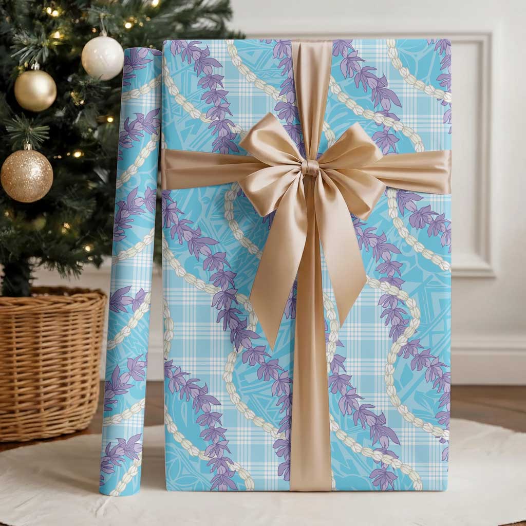 Blue Hawaii Palaka Honohono Pikake Wrapping Paper Hawaiian Orchid Lei Polynesian Pattern LT14 - Polynesian Pride