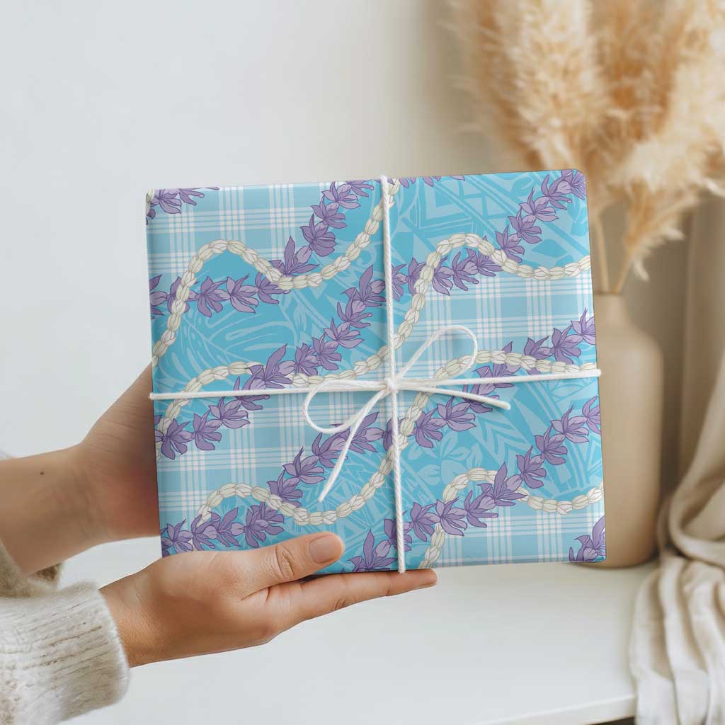 Blue Hawaii Palaka Honohono Pikake Wrapping Paper Hawaiian Orchid Lei Polynesian Pattern LT14 - Polynesian Pride