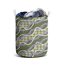Green Hawaii Palaka Honohono Pikake Laundry Basket Hawaiian Orchid Lei Polynesian Pattern LT14 - Polynesian Pride