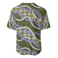 Green Hawaii Palaka Honohono Pikake Baseball Jersey Hawaiian Orchid Lei Polynesian Pattern - Polynesian Pride