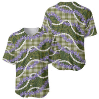 Green Hawaii Palaka Honohono Pikake Baseball Jersey Hawaiian Orchid Lei Polynesian Pattern - Polynesian Pride